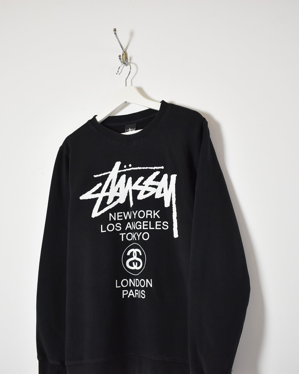 Black Stussy New York Los Angeles Tokyo Sweatshirt - Medium