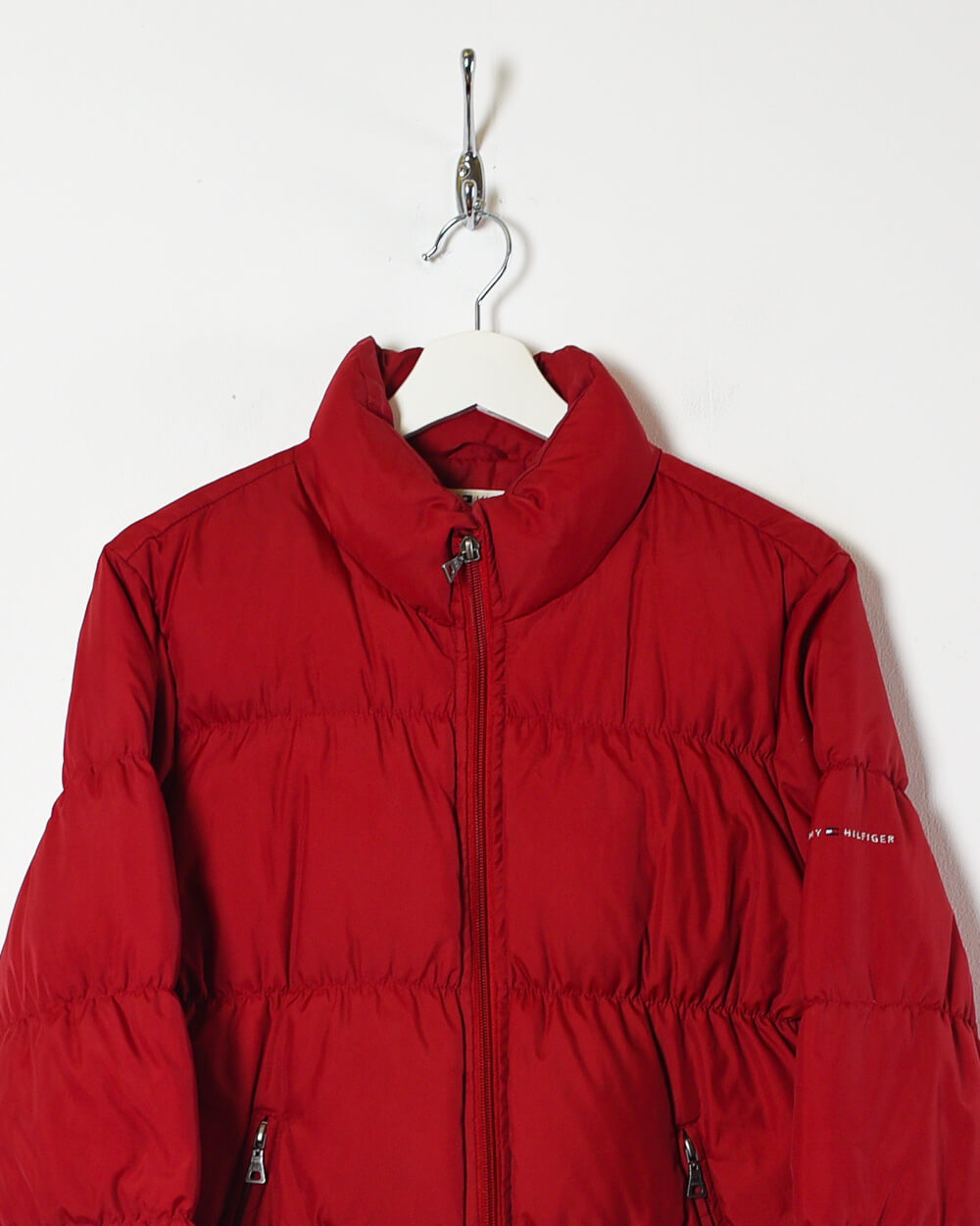 Red Tommy Hilfiger Women's Down Puffer Jacket - Large