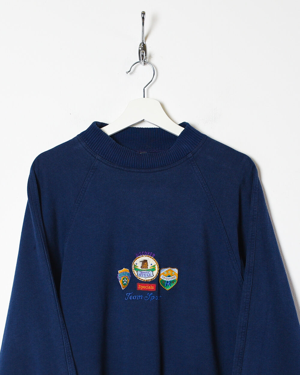 Navy Vintage Team Sport Mock Neck Sweatshirt -Large