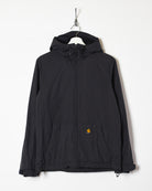 Black Carhartt Hooded Fleece Lined Windbreaker Jacket - Small