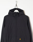 Black Carhartt Hooded Fleece Lined Windbreaker Jacket - Small
