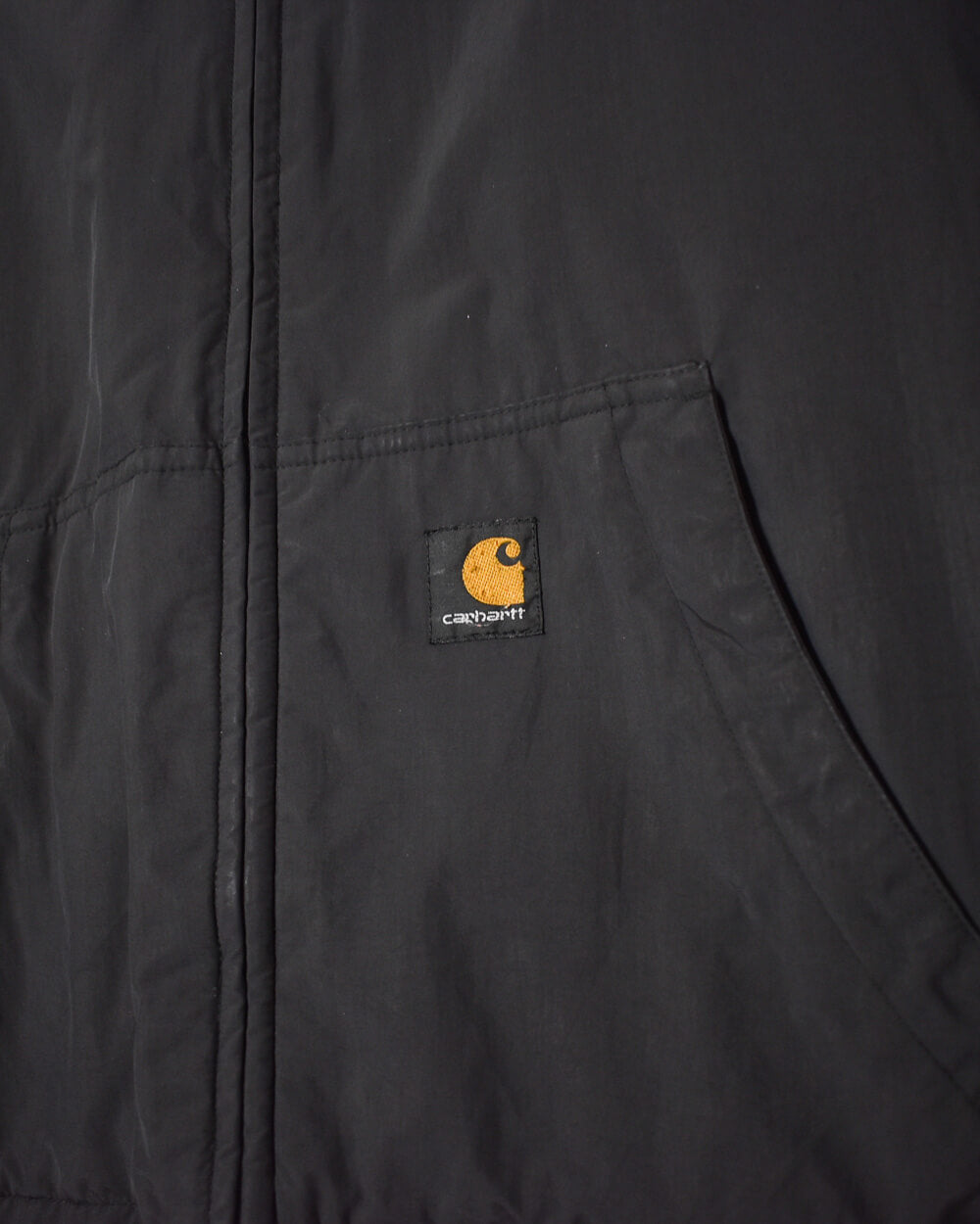 Black Carhartt Hooded Fleece Lined Windbreaker Jacket - Small