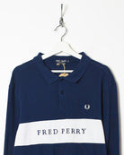 Navy Fred Perry Long Sleeved Polo Shirt - X-Large