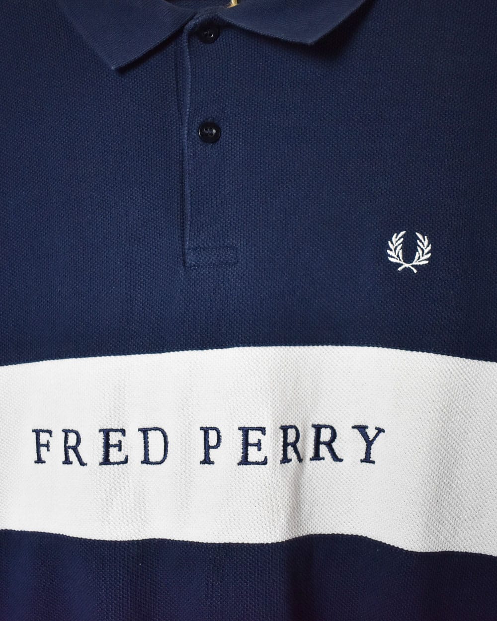Navy Fred Perry Long Sleeved Polo Shirt - X-Large