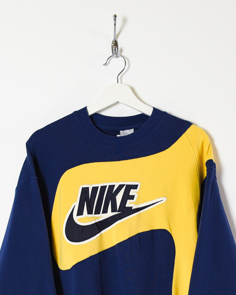Vintage 00s Cotton Colour-Block Yellow Nike Rework Sweatshirt