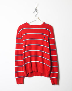 Red Polo Ralph Lauren Striped Sweatshirt - Small