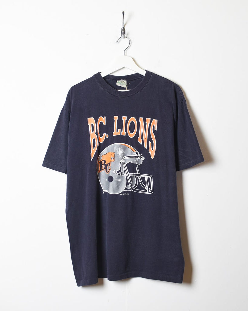 Vintage 90s Navy BC Lions American Football T-Shirt - Large– Domno