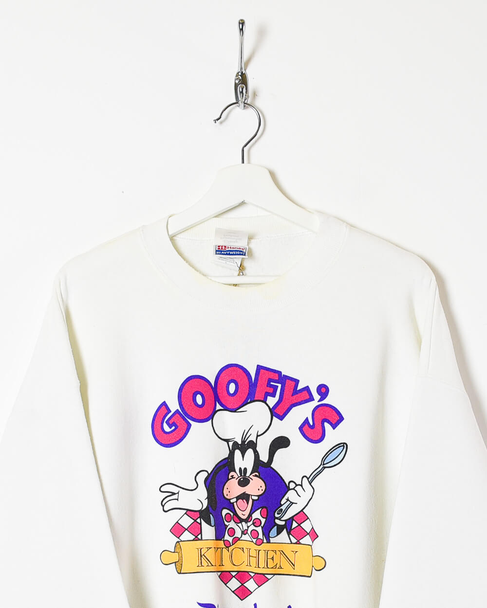White Hanes Disney Goofy's Kitchen Sweatshirt - X-Large