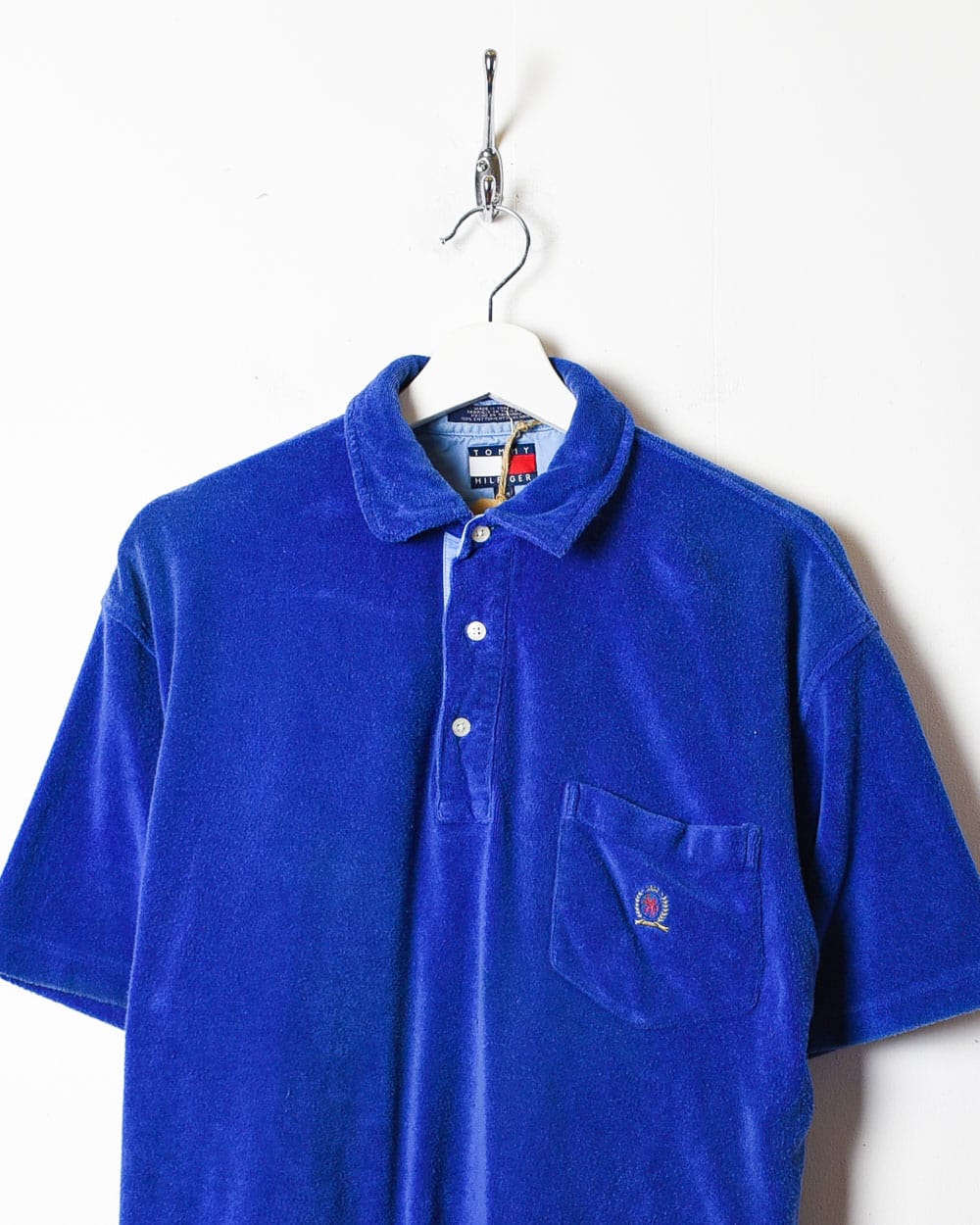 Blue Tommy Hilfiger Velour Polo Shirt - Medium