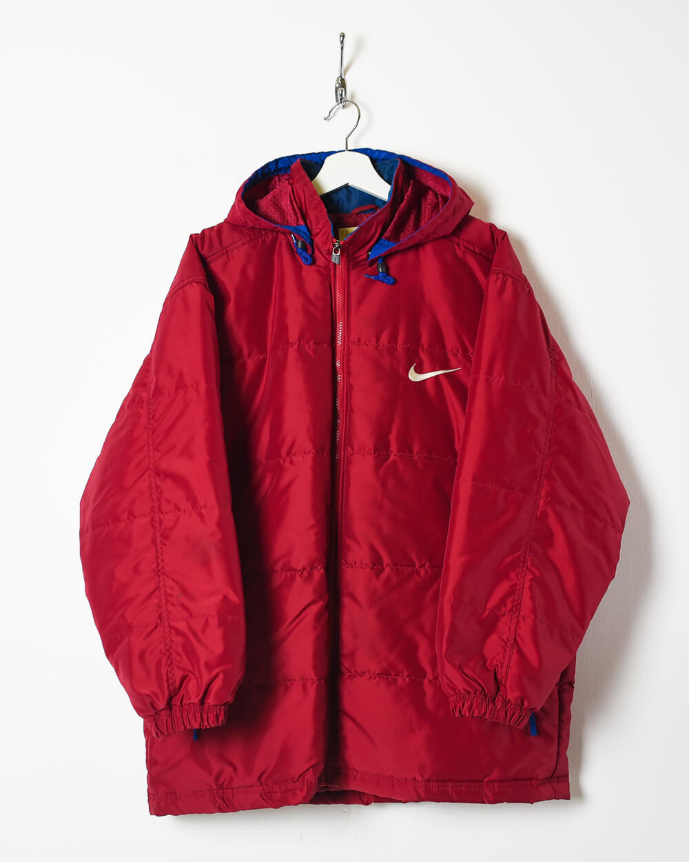 Red Nike Hooded Puffer Jacket - Medium