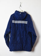 Navy Adidas Hooded Fleece Lined Coat - Large