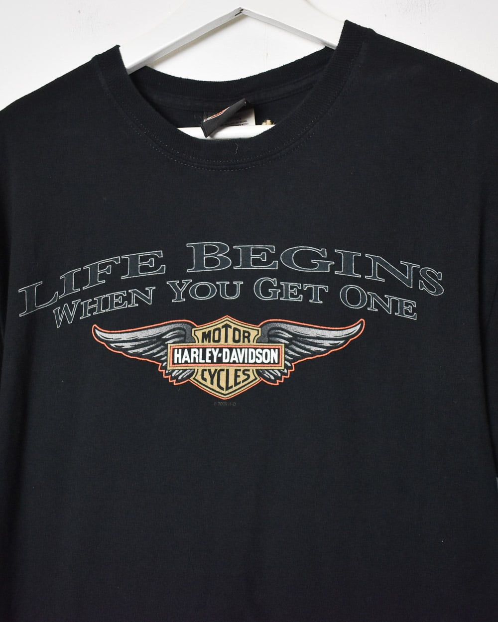 Vintage 00s Black Harley Davidson Life Begins When You Get One T-Shirt -  Medium Cotton – Domno Vintage
