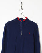 Navy Polo Ralph Lauren Women's 1/4 Zip Sweatshirt - X-Large