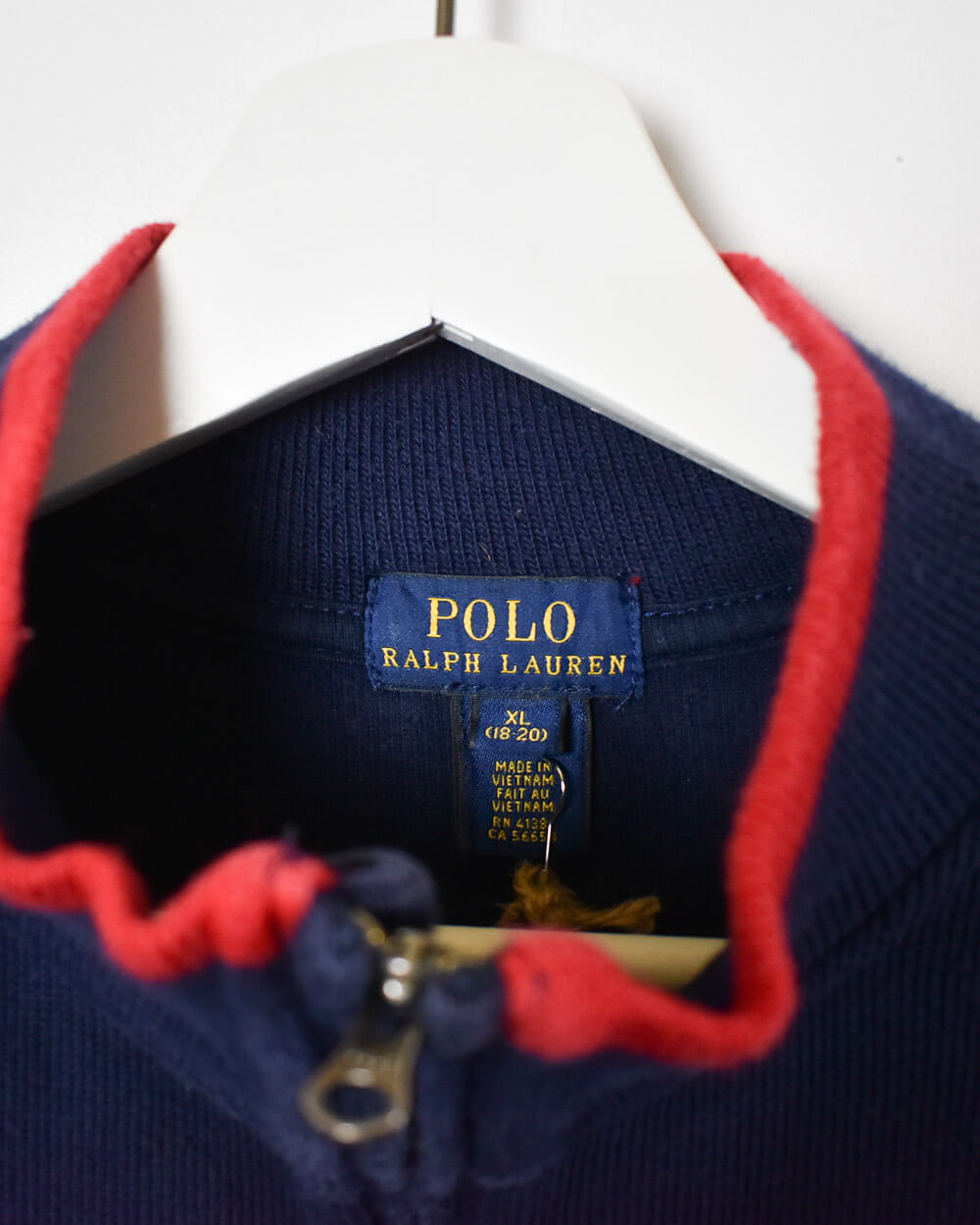 Navy Polo Ralph Lauren Women's 1/4 Zip Sweatshirt - X-Large