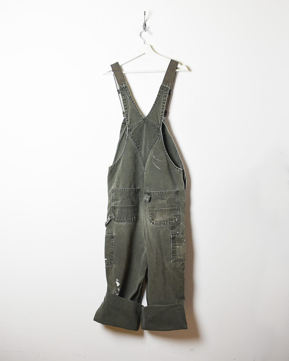 Khaki Carhartt Distressed Double Knee Painters Dungarees - W34 L29