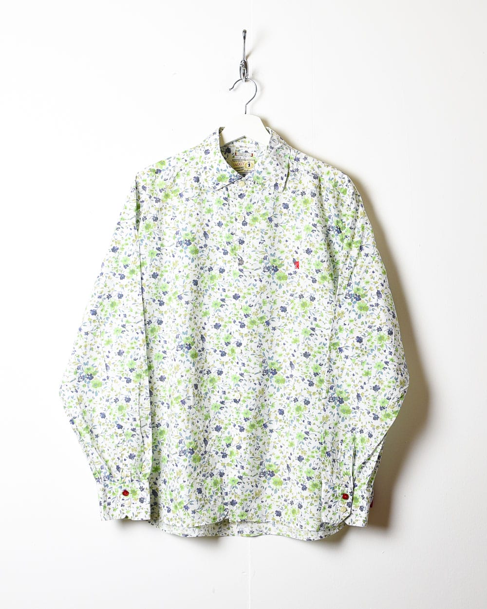 White Floral All-Over Print Shirt - X-Large