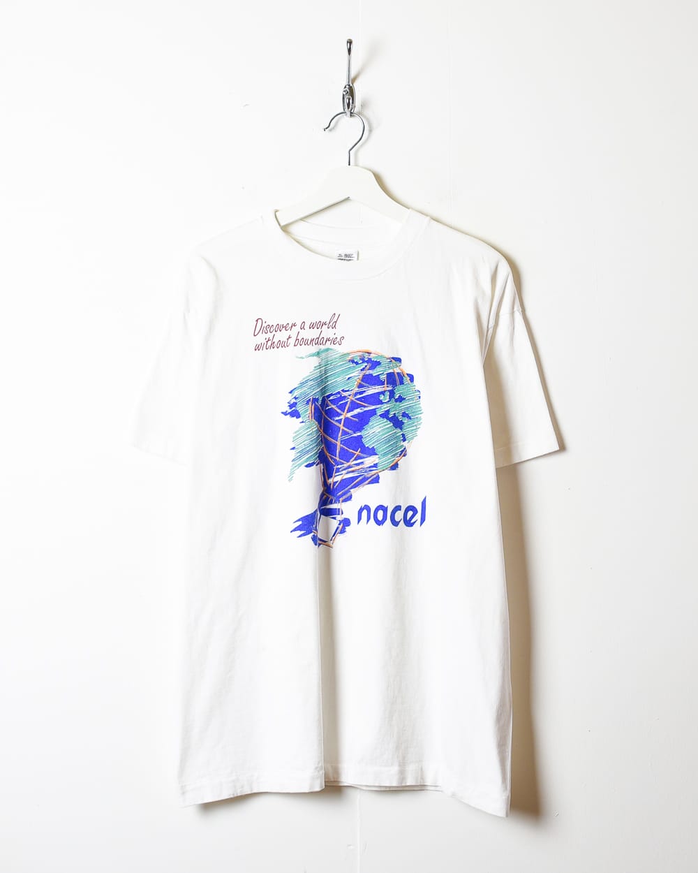 White Nacel Discover A World Without Boundaries Single Stitch T-Shirt - X-Large