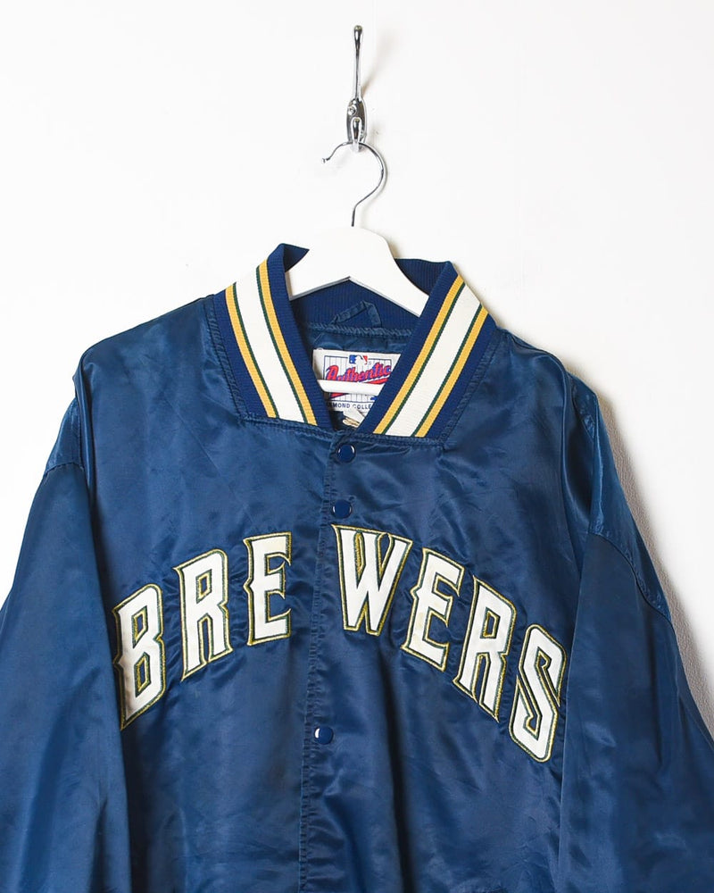 Vintage 90s Navy Starter Authentic MLB Brewers Varsity Jacket - XX