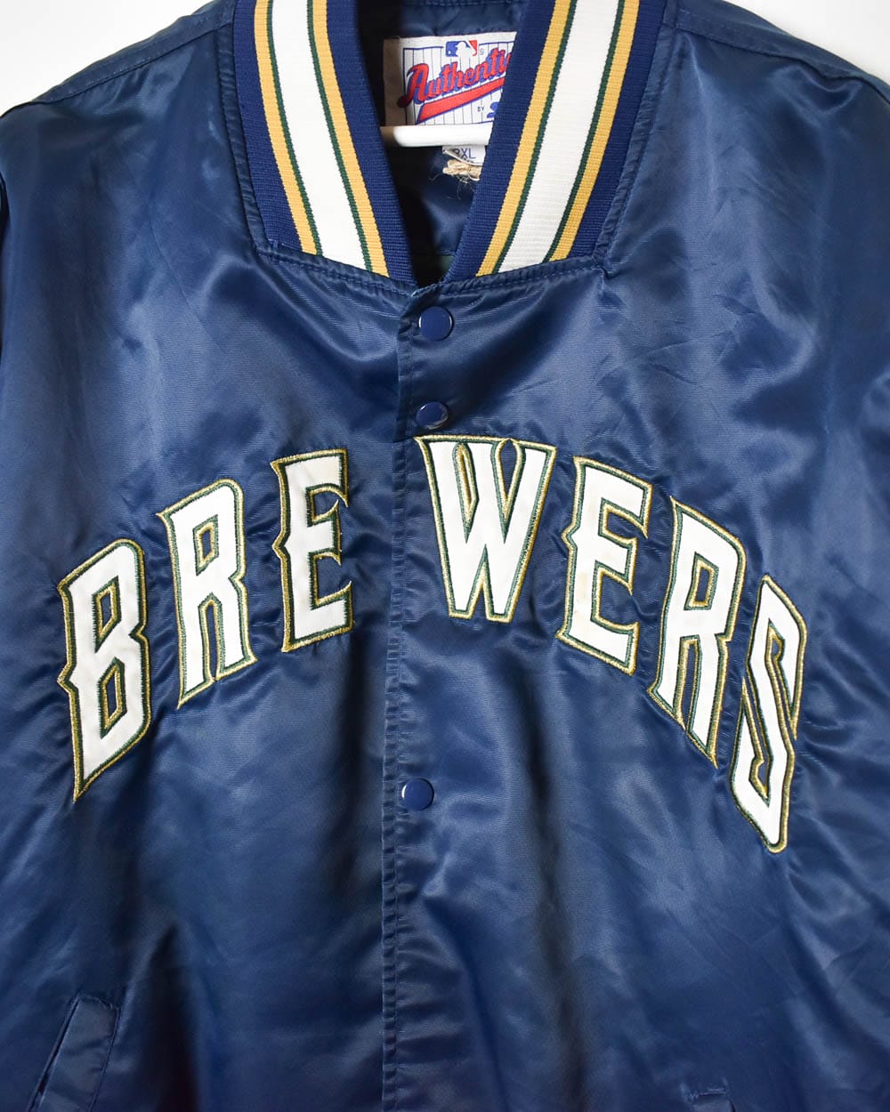 Navy Starter Authentic MLB Brewers Varsity Jacket - XX-Large