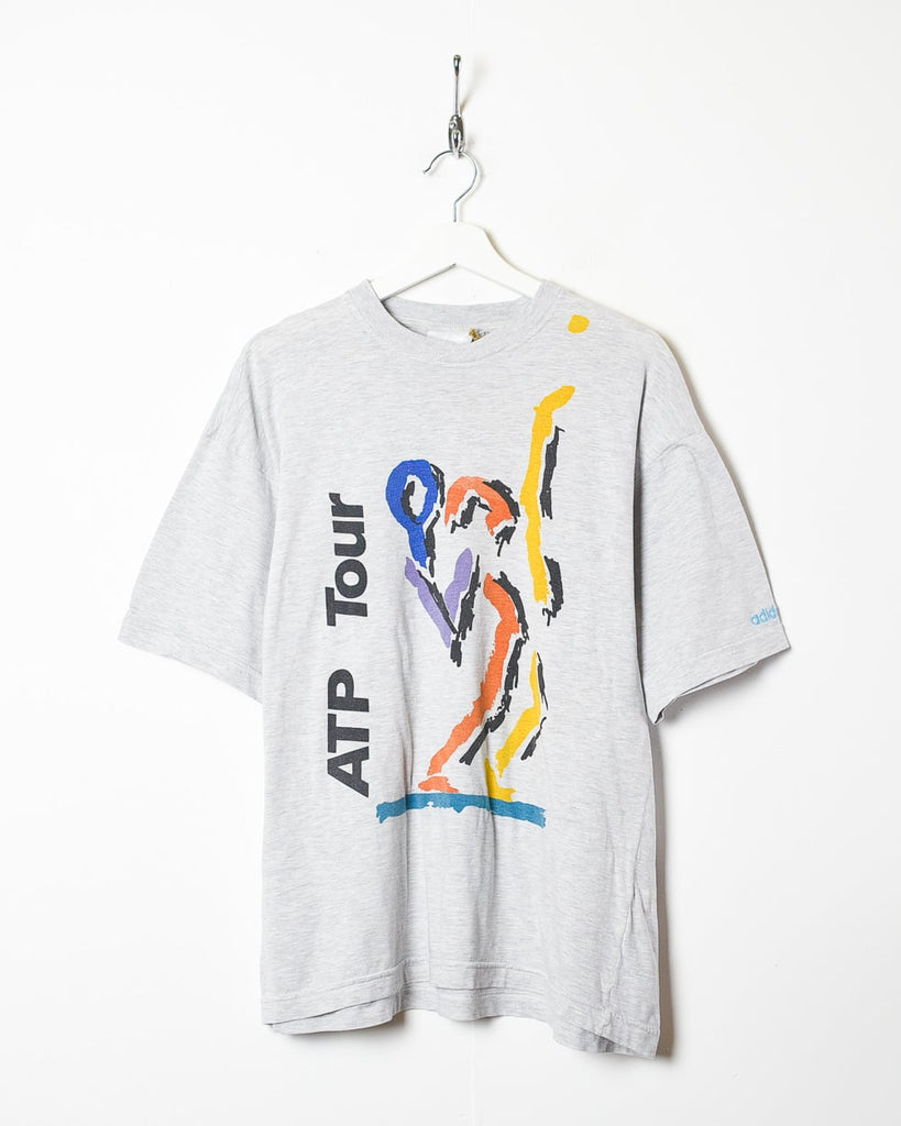 Vintage 90s Stone Adidas ATP Tour Graphic T-Shirt - Medium Cotton