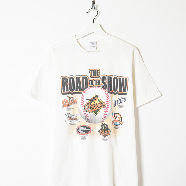 Vintage 00s Cotton White Baltimore Orioles The Road to The Show T-Shirt -  Large– Domno Vintage