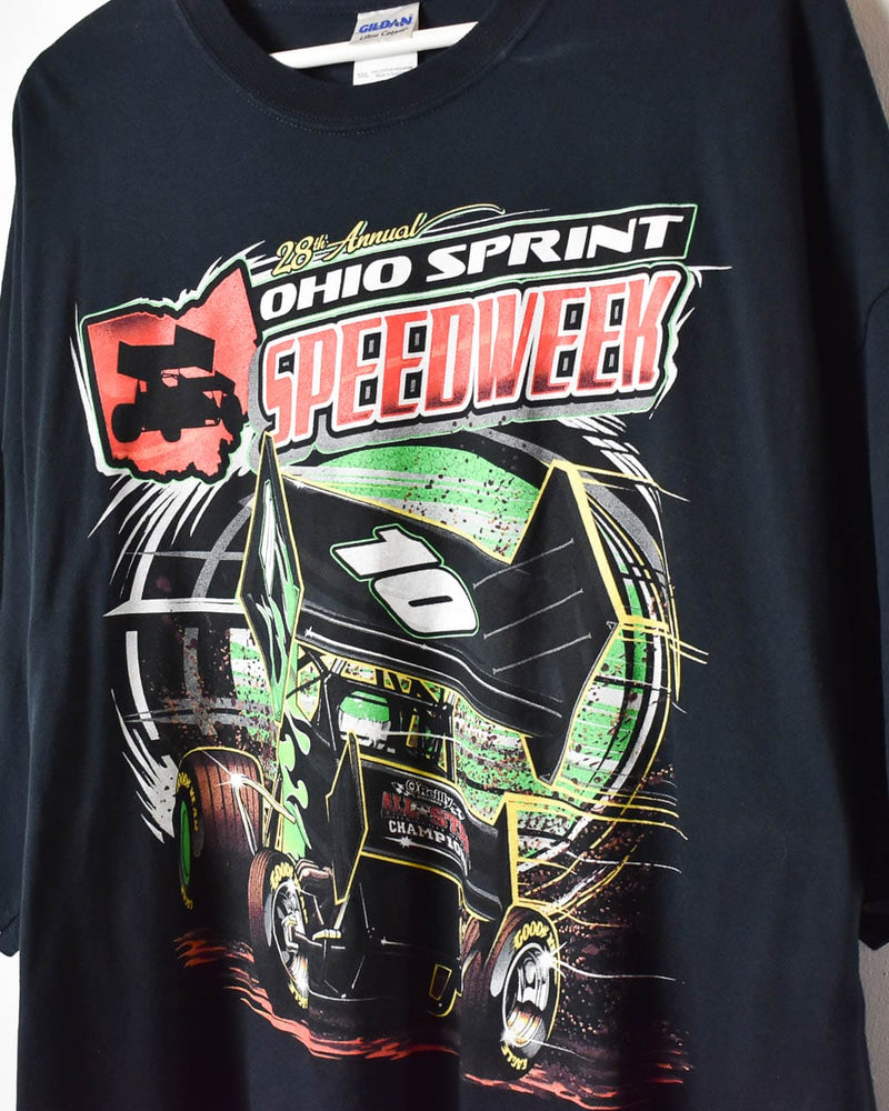 Black 28th Annual Ohio Sprint Speedweek Racing T-Shirt - XXX-Large