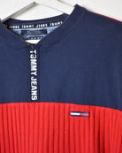 Red Tommy Hilfiger Jeans 1/4 Zip T-Shirt - X-Large