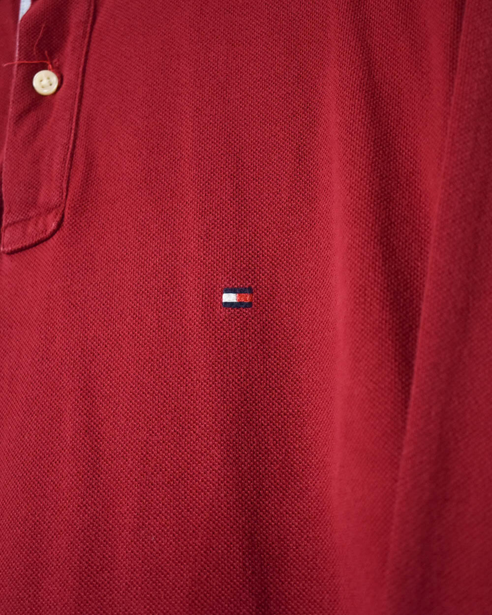 Red Tommy Hilfiger Long Sleeved Polo Shirt - Medium