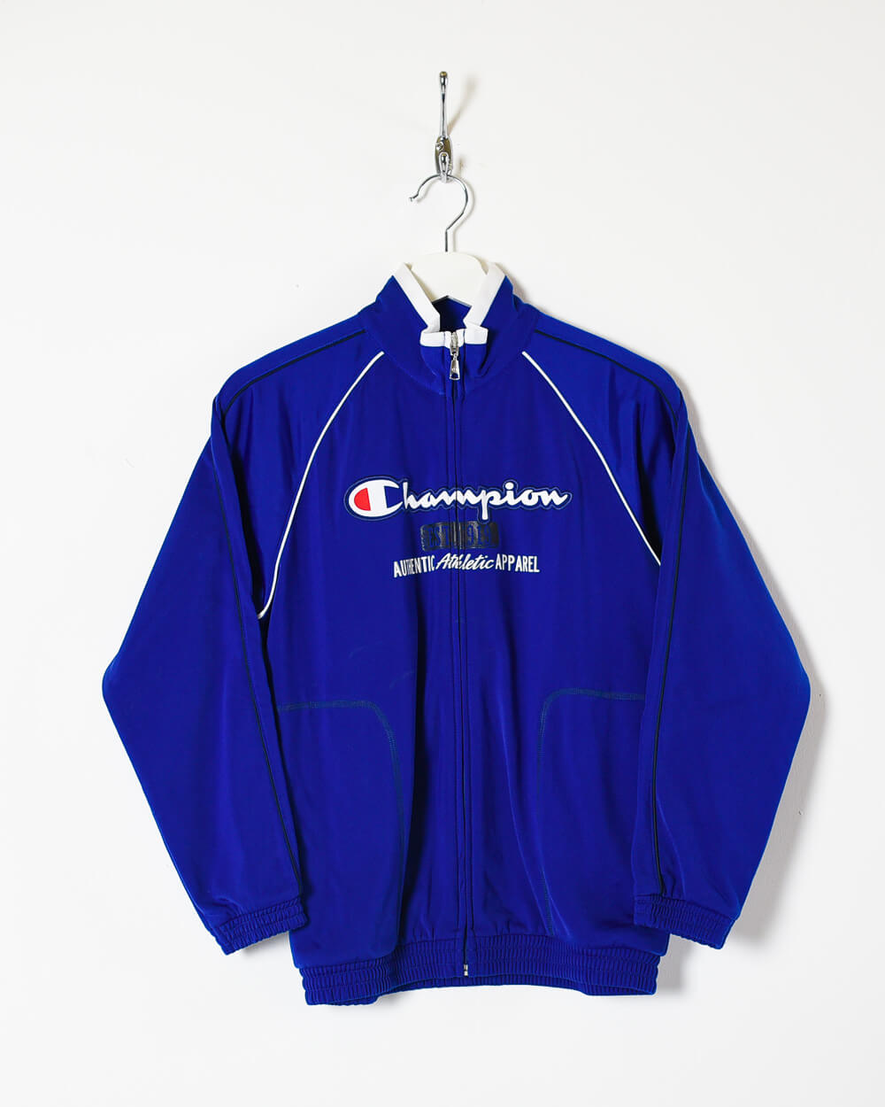 Vintage 00s Polyester Blue Champion Authentic Athletic Tracksuit Top - Domno