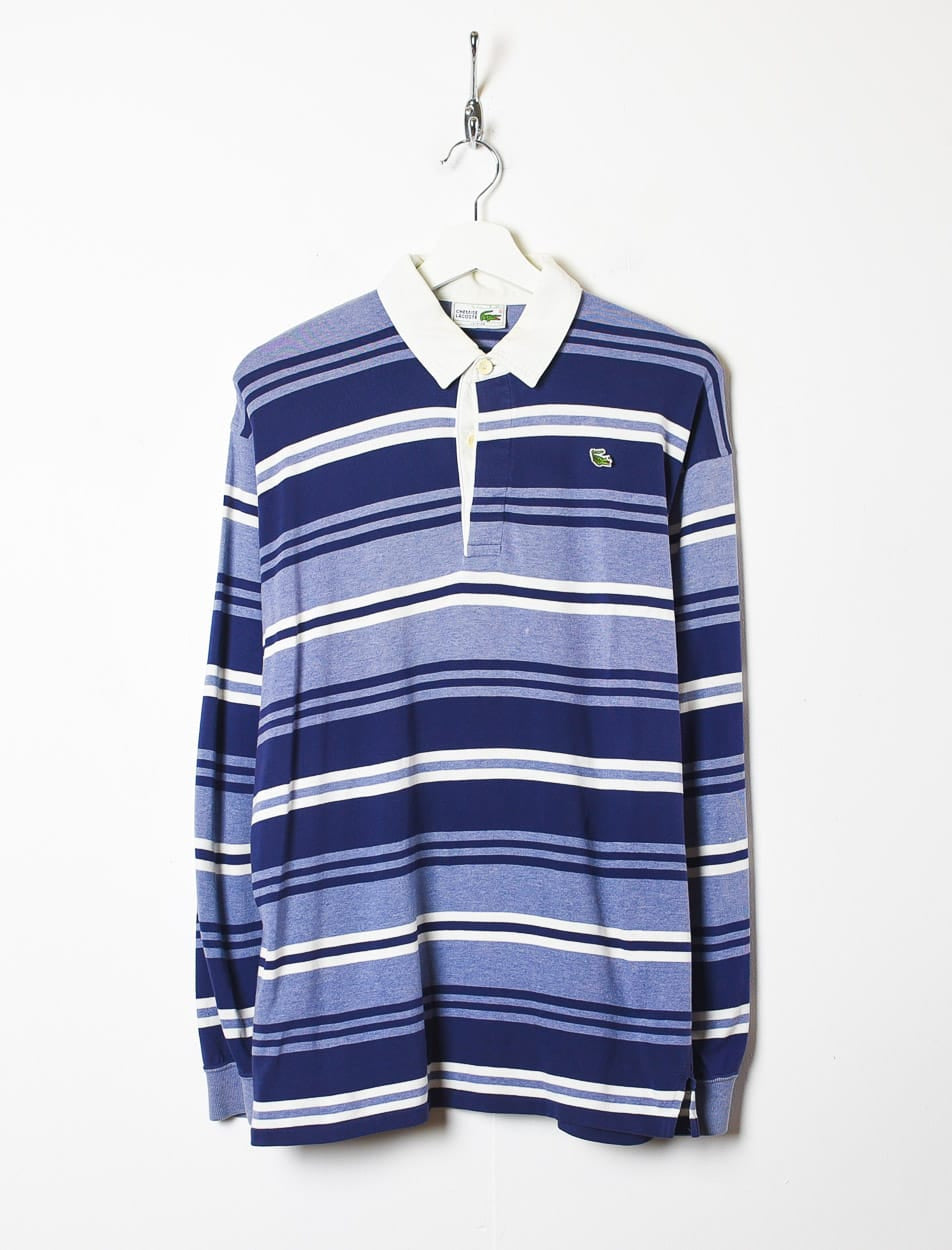 Navy Chemise Lacoste Striped Rugby Shirt - Medium