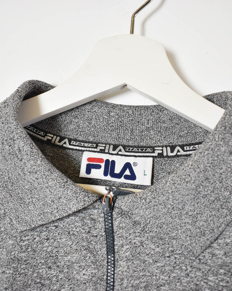 Grey Fila 1/4 Zip Polo Shirt - Large