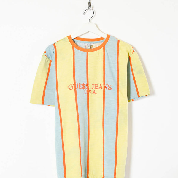 Vintage 90s Cotton Striped Yellow Guess Jeans USA T-Shirt - Medium– Domno