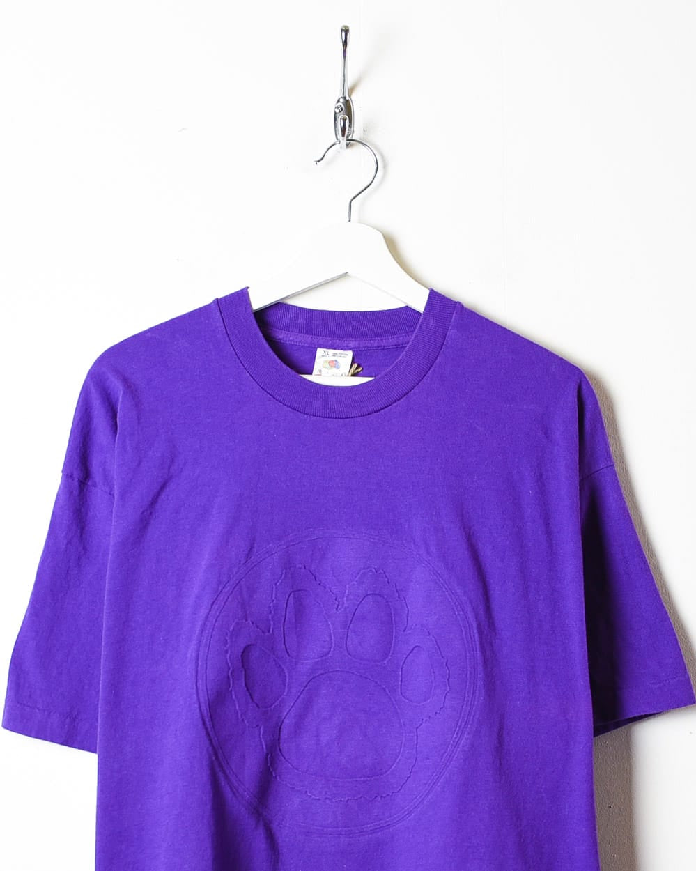 Purple Paw Print Single Stitch T-Shirt - X-Large