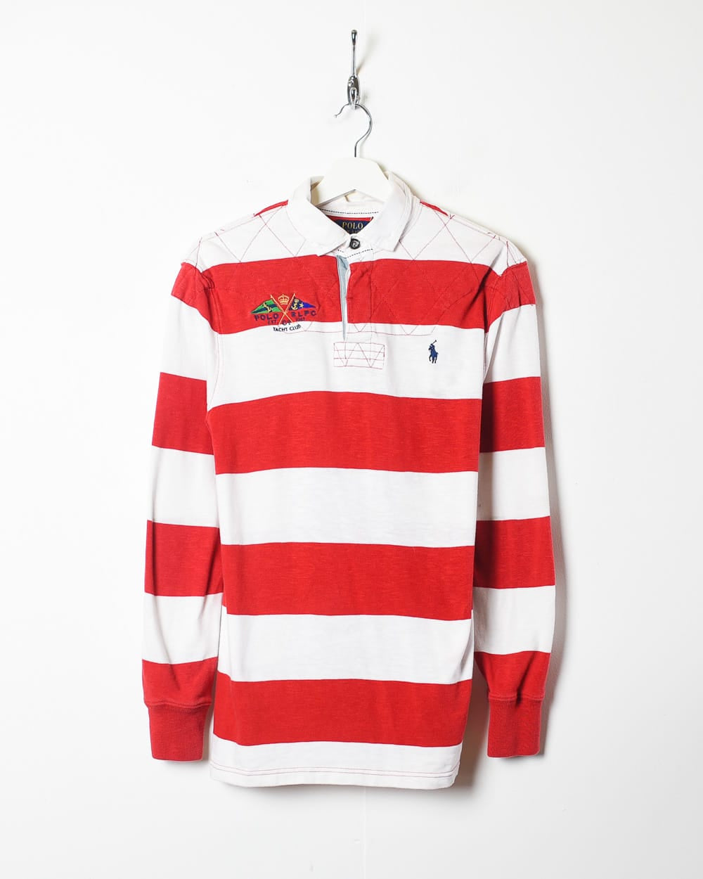 Red Polo Ralph Lauren Striped Rugby Shirt - Medium