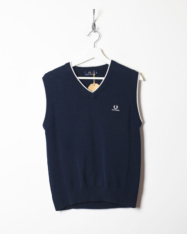 Navy Fred Perry Knitted Sweater Vest - Large