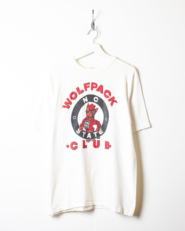 White NC State Wolfpack Club 80s Single Stitch T-Shirt - Medium