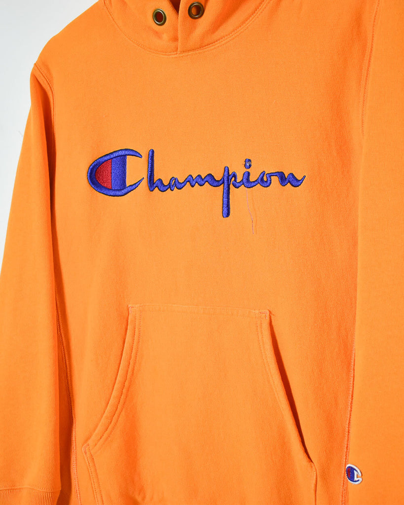 Vintage 10s+ Orange Champion Reverse Weave Hoodie - Small Cotton