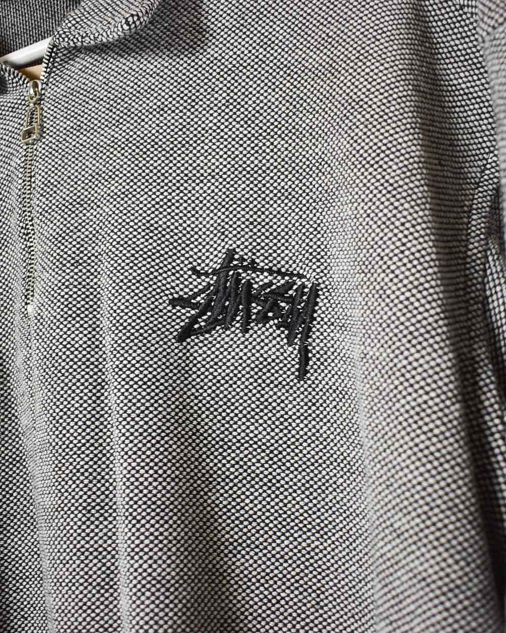 Grey Stussy 1/4 Zip Polo Shirt - XX-Large