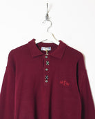 Maroon Yves Saint Laurent Knitted Collared Sweatshirt - X-Small