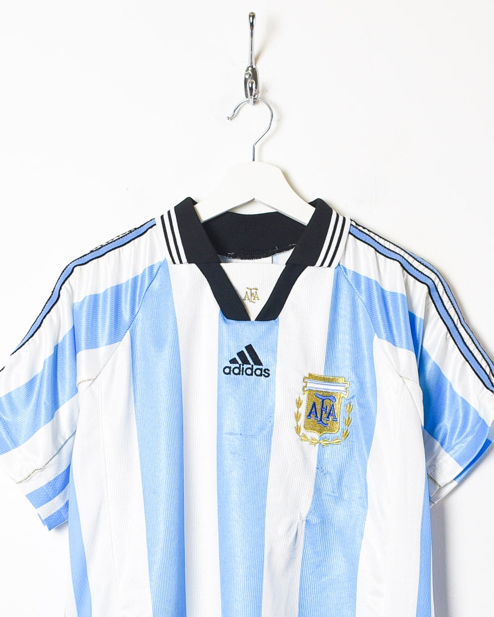 White Adidas Argentina 1998 World Cup Home Shirt - Small