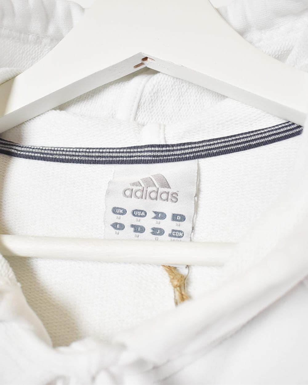White Adidas Zip-Through Hoodie - Medium