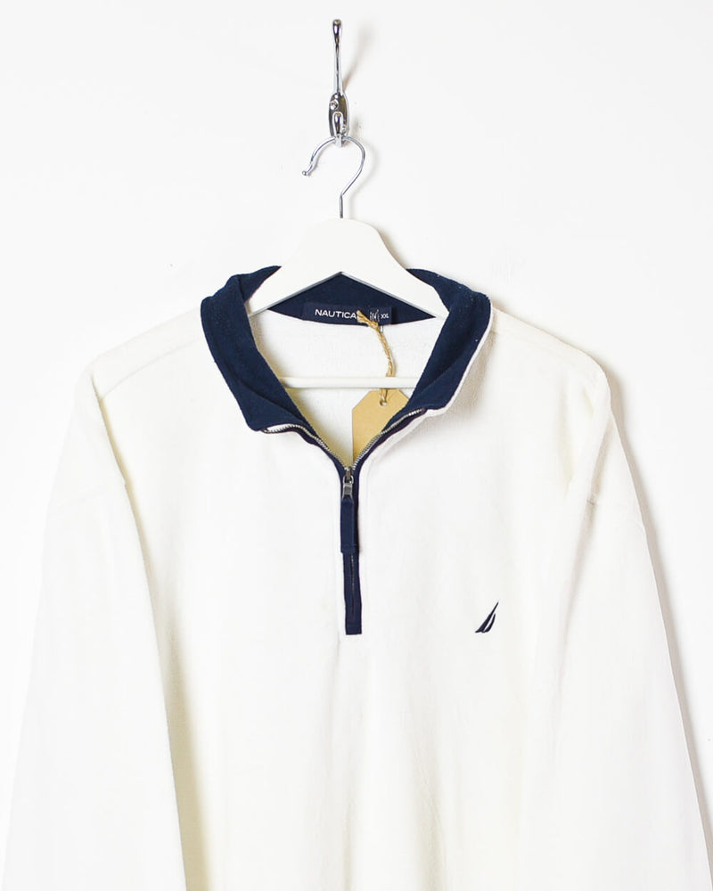 Vintage 00s White Nautica 1/4 Zip Fleece - XX-Large Polyester