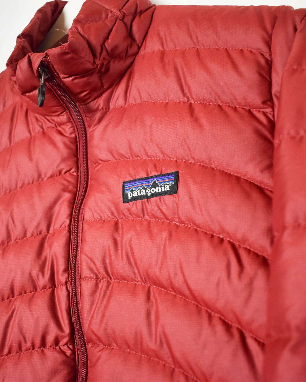 Patagonia Burgundy jacket women's size XL Good - Depop