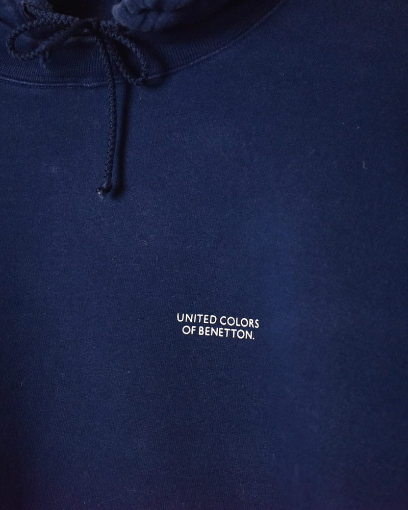 Navy United Colors Of Benetton Double Collar Hoodie - Large