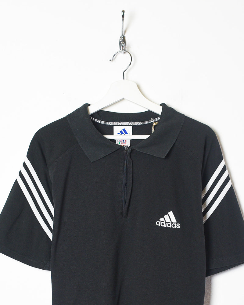 Black Adidas 1/4 Zip Polo Shirt - Medium
