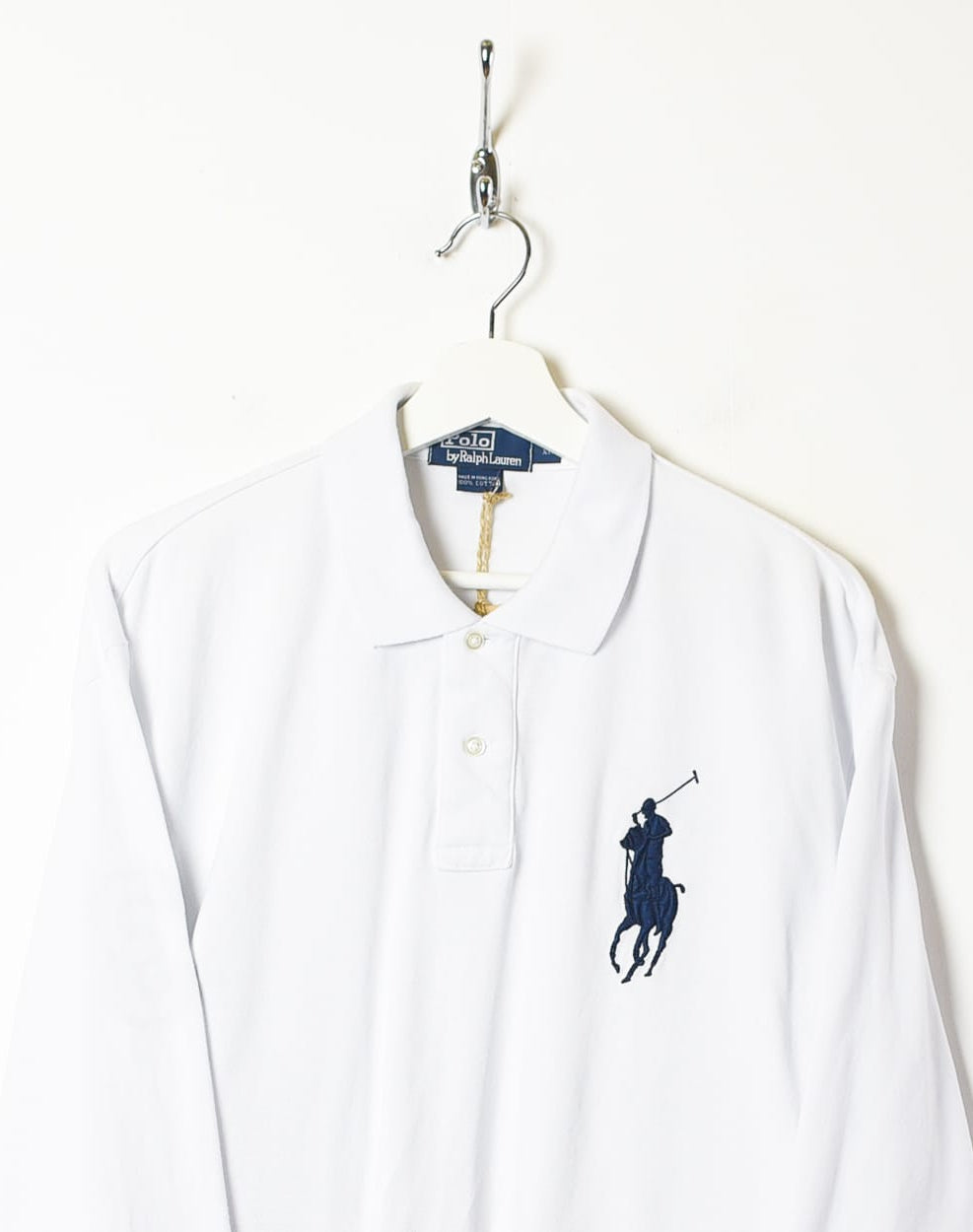 White Polo Ralph Lauren Long Sleeved Polo Shirt - X-Large
