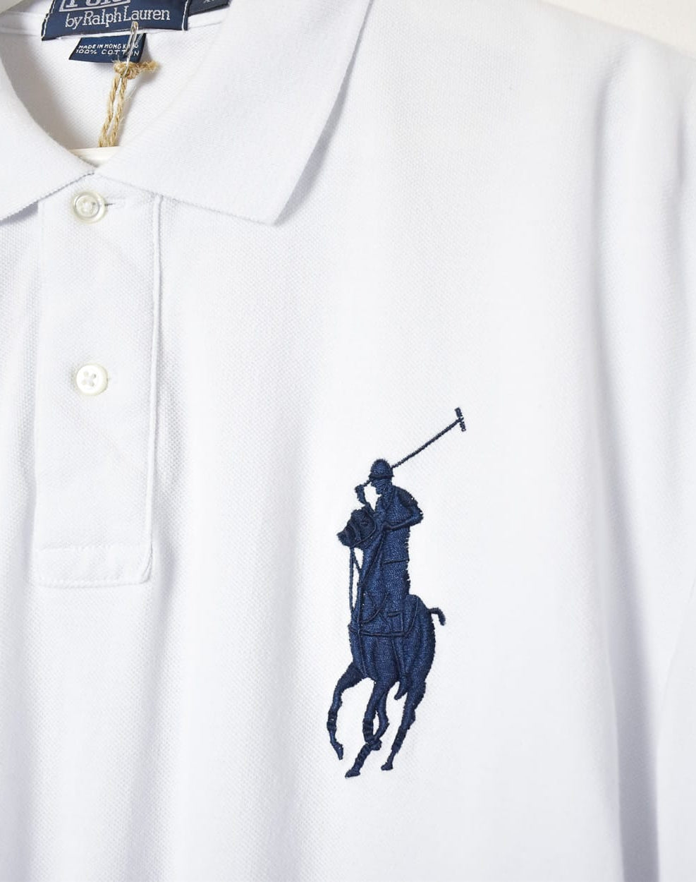 White Polo Ralph Lauren Long Sleeved Polo Shirt - X-Large