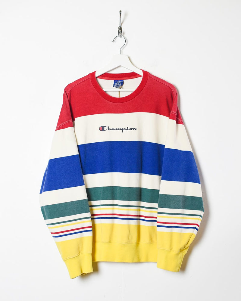 Yellow Champion Striped Sweatshirt Large Cotton– Domno Vintage