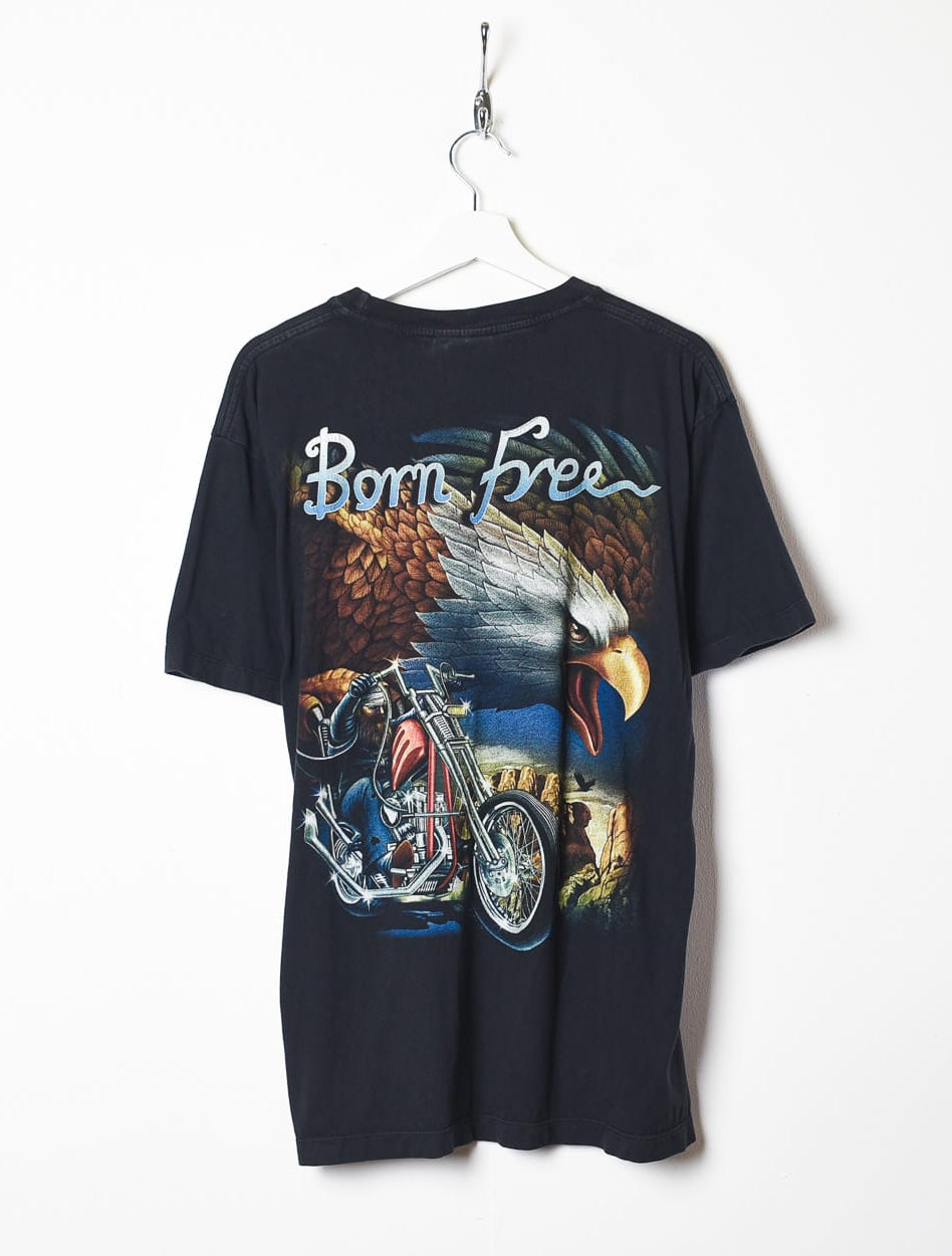 Black Born Free Eagle Motorcycle Graphic T-Shirt - Large