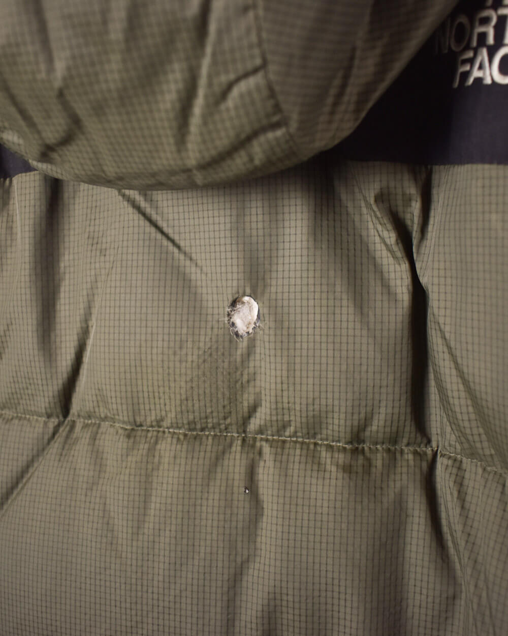 Khaki The North Face Hooded 550 Down Puffer Jacket - Small